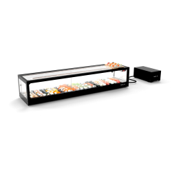 Vitrine R&eacute;frig&eacute;r&eacute;e Statique Double Sushi Noire - Portes Coulissantes Arri&egrave;res - VTLG8SGRP - SAYL