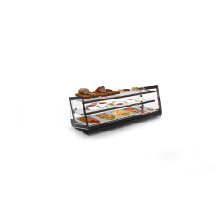 Vitrine R&eacute;frig&eacute;r&eacute;e Bain-Marie Noire 3 Niveaux, &Eacute;tag&egrave;re R&eacute;glable, Portes Coulissantes Arri&egrave;res - CKU4L - SAYL