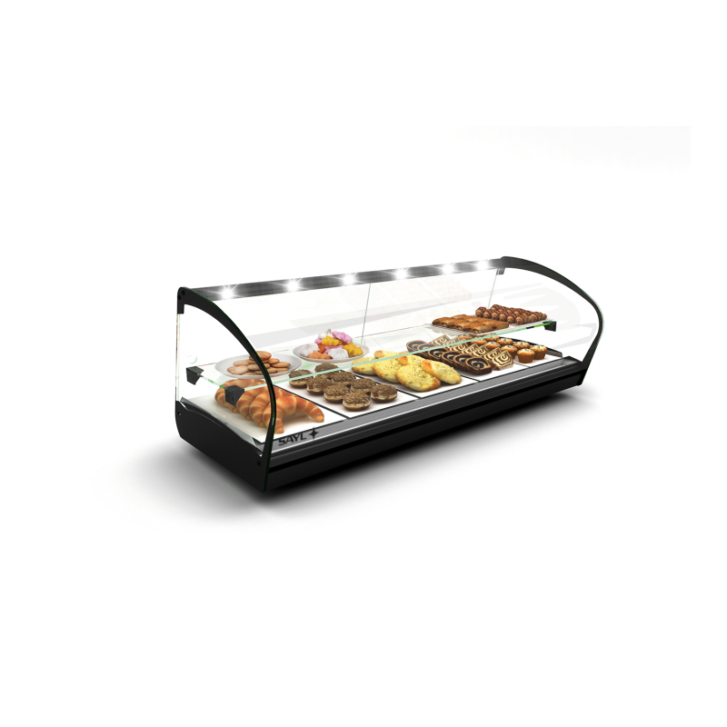 Vitrine neutre noire pour couvercles avec &eacute;tag&egrave;re et portes coulissantes NK26L - SAYL