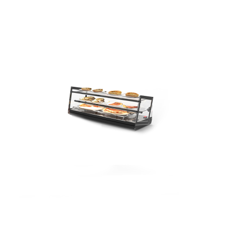 Vitrine Chaleur S&egrave;che 3 Niveaux Noire, Portes Coulissantes, SKU4L - SAYL