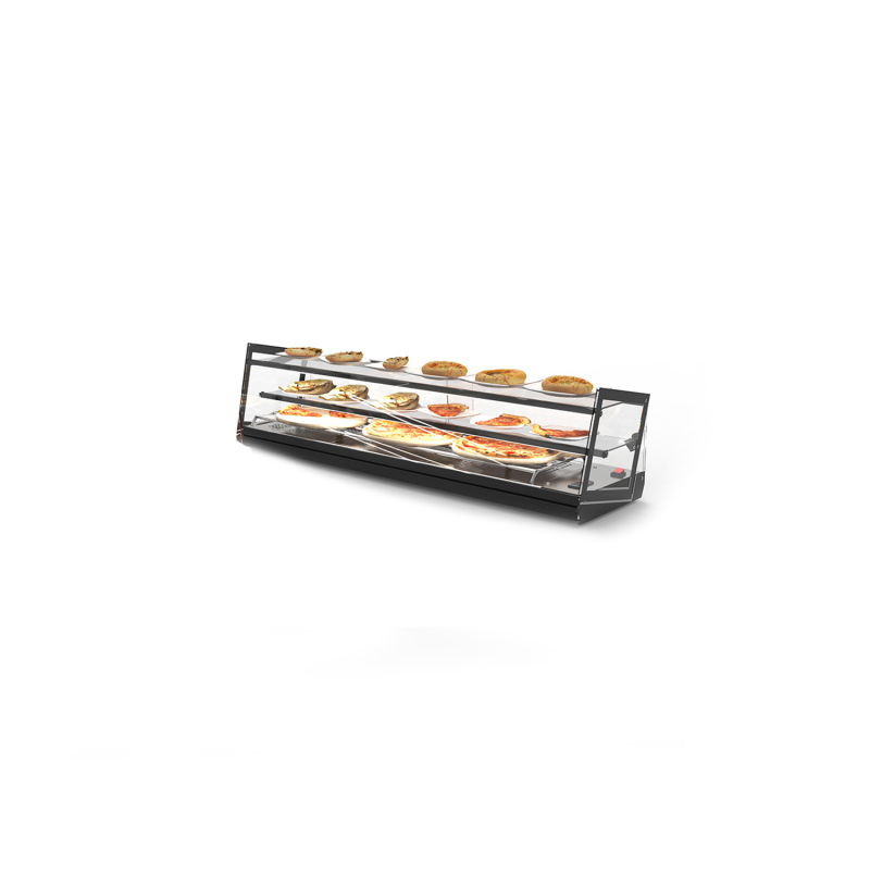 Vitrine Chaleur S&egrave;che 3 Niveaux Noire, &Eacute;tag&egrave;re R&eacute;glable, Portes Coulissantes Arri&egrave;res SKU6L - SAYL