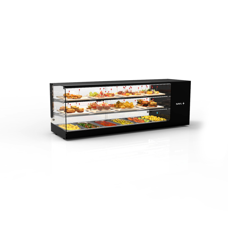 Vitrine R&eacute;frig&eacute;r&eacute;e Statique Triple Hauteur Noire VTLG26-2 - SAYL