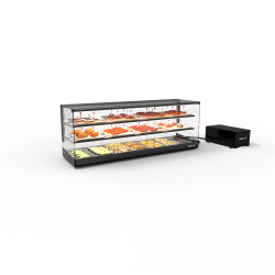 Vitrine r&eacute;frig&eacute;r&eacute;e statique noire triple hauteur, portes coulissantes, 2 &eacute;tag&egrave;res r&eacute;glables - VTLG26GR-2 - SAYL