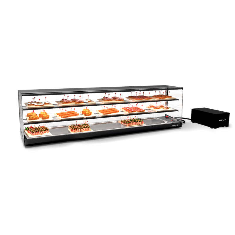 Vitrine R&eacute;frig&eacute;r&eacute;e Statique Triple Hauteur Noire, VTLG28GRP-2 - SAYL