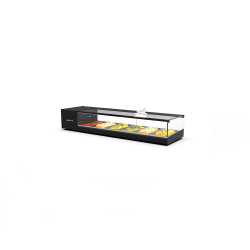 Vitrine r&eacute;frig&eacute;r&eacute;e &agrave; sushis/tapas LOGIC SUSHI, statique, noire, portes coulissantes VTLG6-I - SAYL