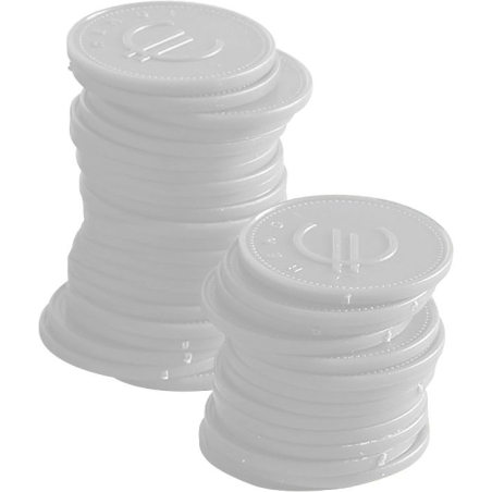100 Jetons Blancs de Compteur BarUp ⌀25mm pour Jeux et Monnaie - Hendi