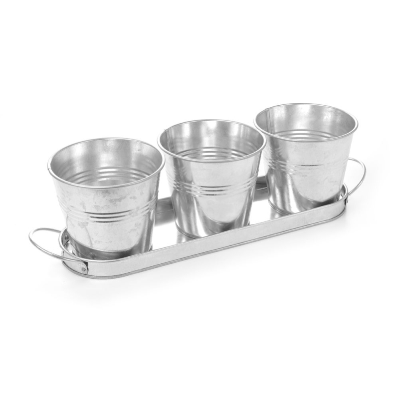 3 Seaux de Service Professionnels avec Plateau de Transport, 415x130x125mm - Hendi