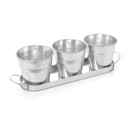 3 Seaux de Service Professionnels avec Plateau de Transport, 415x130x125mm - Hendi