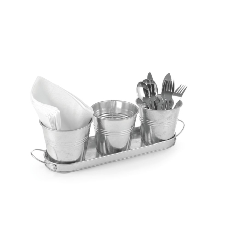 3 Seaux de Service Professionnels avec Plateau de Transport, 415x130x125mm - Hendi