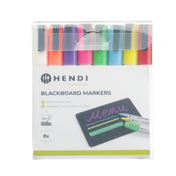 8 Feutres &agrave; Craie Couleurs Assorties 3mm Pointe Ronde - Hendi