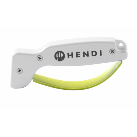 Aiguiseur de couteaux professionnel HENDI blanc, Lames carbure, Prot&egrave;ge-doigts - Hendi