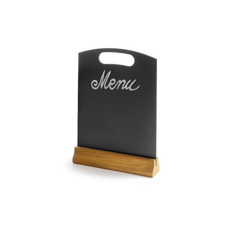 Ardoise de Table Noire avec Support en Bois, 2 Pi&egrave;ces, 210x320mm - Hendi