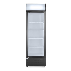 Armoire r&eacute;frig&eacute;r&eacute;e professionnelle 254L, porte simple vitr&eacute;e, noire, 578x605x(H)1980mm - Hendi