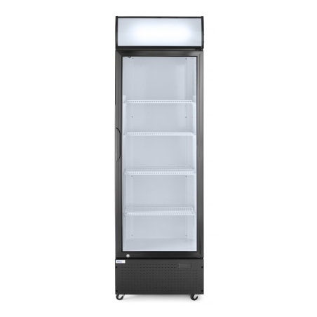 Armoire r&eacute;frig&eacute;r&eacute;e professionnelle 254L, porte simple vitr&eacute;e, noire, 578x605x(H)1980mm - Hendi
