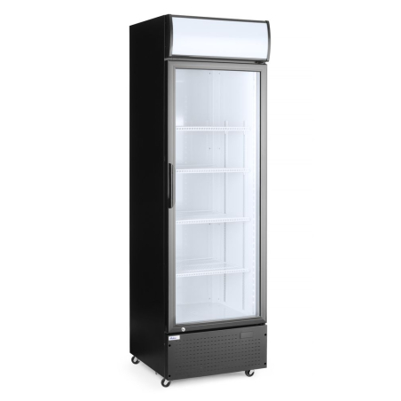 Armoire r&eacute;frig&eacute;r&eacute;e professionnelle 254L, porte simple vitr&eacute;e, noire, 578x605x(H)1980mm - Hendi