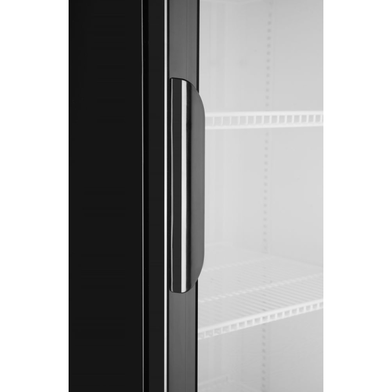 Armoire r&eacute;frig&eacute;r&eacute;e professionnelle 254L, porte simple vitr&eacute;e, noire, 578x605x(H)1980mm - Hendi