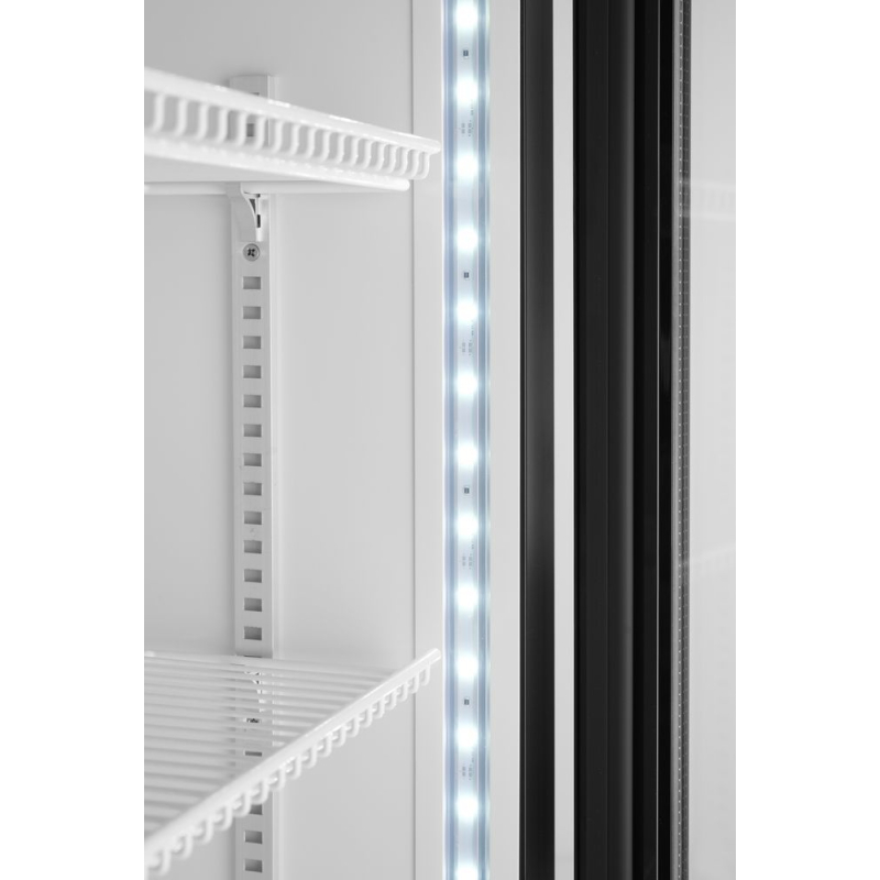Armoire r&eacute;frig&eacute;r&eacute;e professionnelle 254L, porte simple vitr&eacute;e, noire, 578x605x(H)1980mm - Hendi