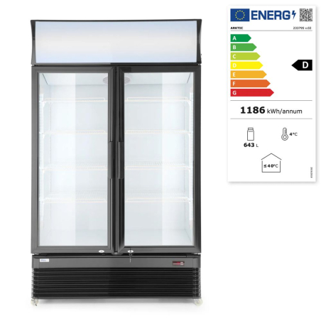 Armoire R&eacute;frig&eacute;r&eacute;e Professionnelle Double Porte Arktic 512L Noire - Hendi
