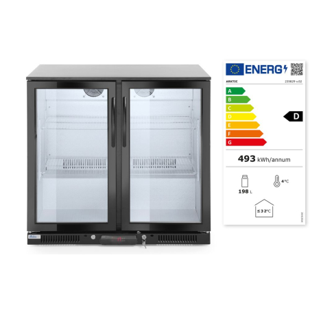 Arri&egrave;re de bar double porte 158L Noir Arktic - Hendi