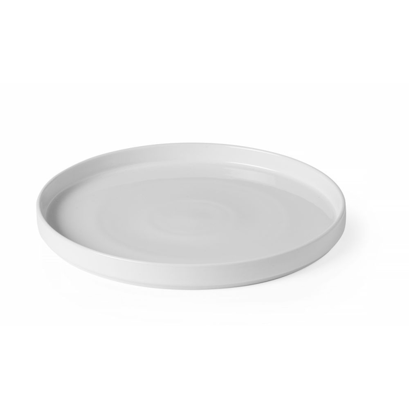 Assiette &agrave; bord haut Oslo en porcelaine blanche &eacute;maill&eacute;e, &Oslash;280mm, H28mm - Hendi