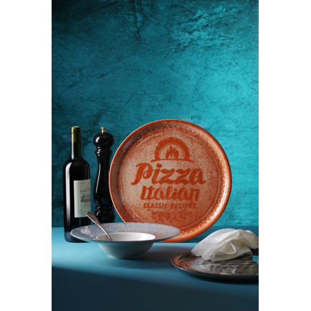 Assiette &agrave; Pizza Porcelaine Rouge Terracotta &Oslash;330mm - Hendi