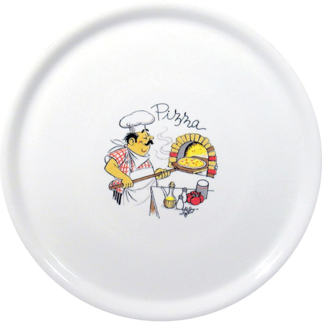 Assiette &agrave; Pizza Traditionnelle C&eacute;ramique Blanche ⌀330mm - Hendi
