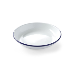 Assiette creuse &Eacute;maill&eacute;e Blanche Bord Bleu ⌀240mm Empilable Lave-Vaisselle - Hendi