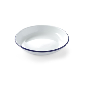 Assiette creuse &Eacute;maill&eacute;e Blanche Bord Bleu ⌀240mm Empilable Lave-Vaisselle - Hendi