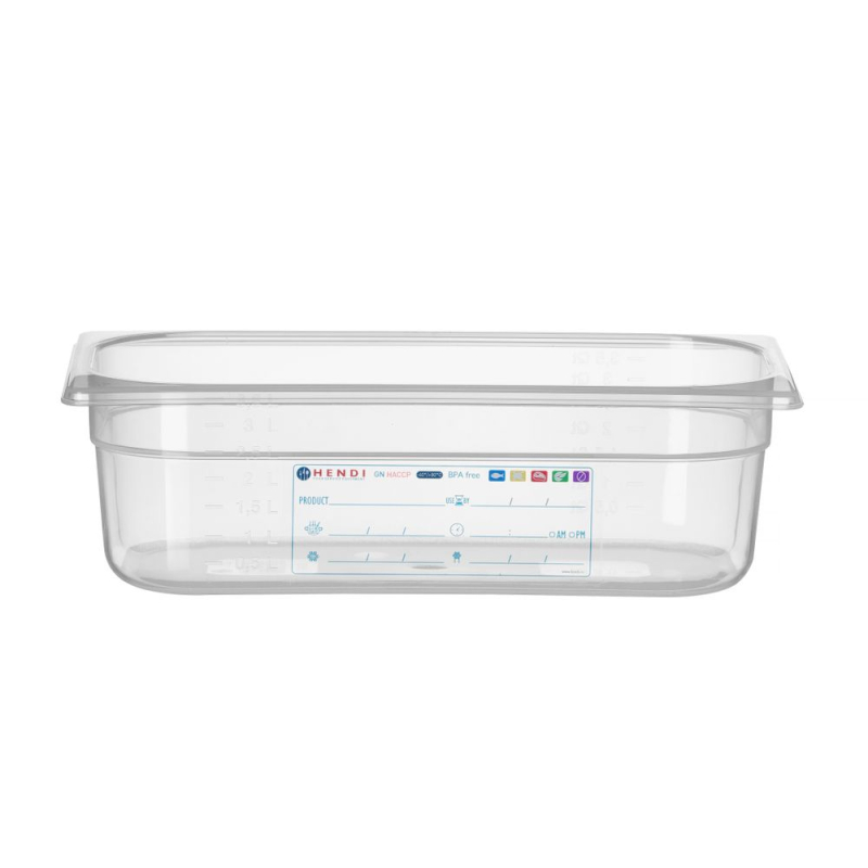 Bac Gastronorme GN 1/3 Polycarbonate Transparent 4L - Hendi