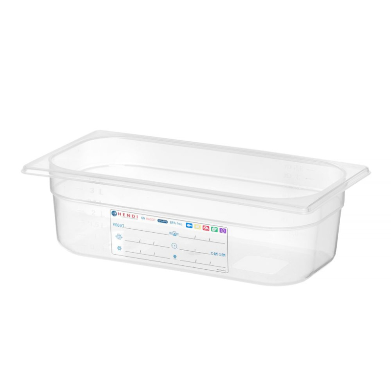 Bac Gastronorme GN 1/3 Polycarbonate Transparent 4L - Hendi