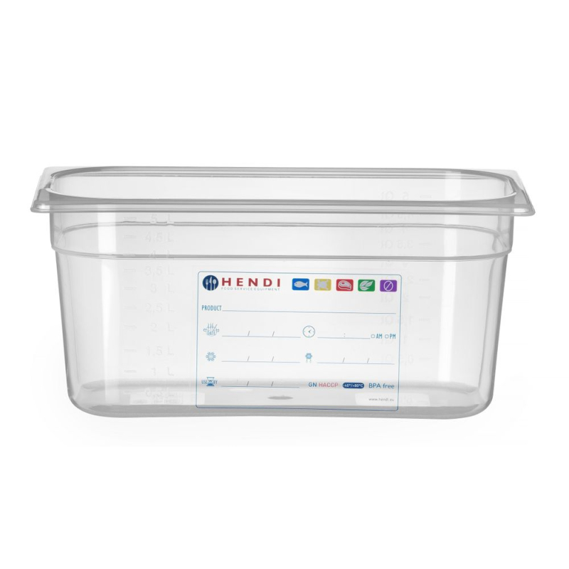 Bac Gastronorme GN 1/3 Transparent PC 5,7L Profondeur 150mm - Hendi