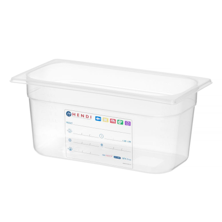 Bac Gastronorme GN 1/3 Transparent PC 5,7L Profondeur 150mm - Hendi