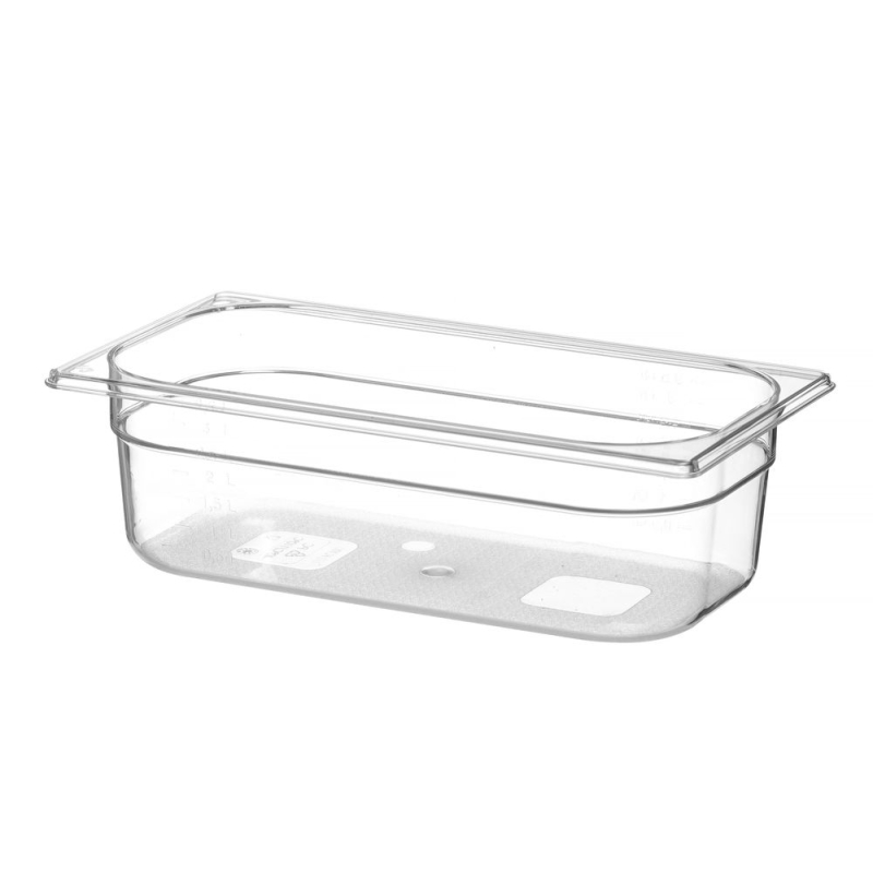 Bac Gastronorme GN 1/3 Transparent Profi Line, Profondeur 100mm, Capacit&eacute; 4L - Hendi