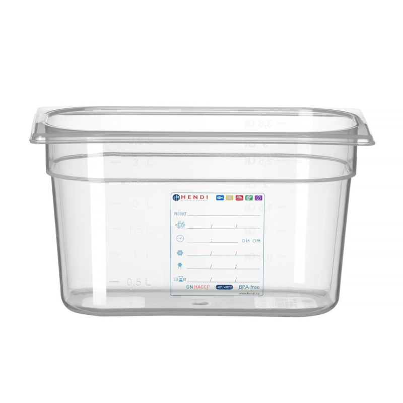 Bac Gastronorme GN 1/4 4L Transparent 265x162x150mm - Hendi