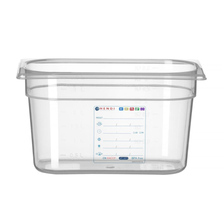 Bac Gastronorme GN 1/4 4L Transparent 265x162x150mm - Hendi