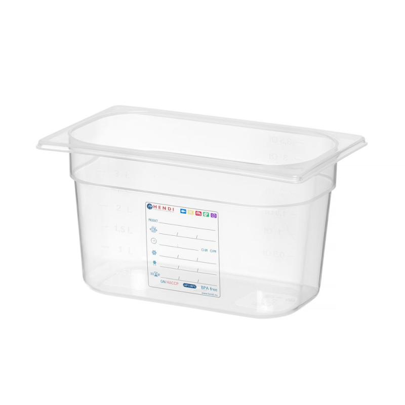 Bac Gastronorme GN 1/4 4L Transparent 265x162x150mm - Hendi
