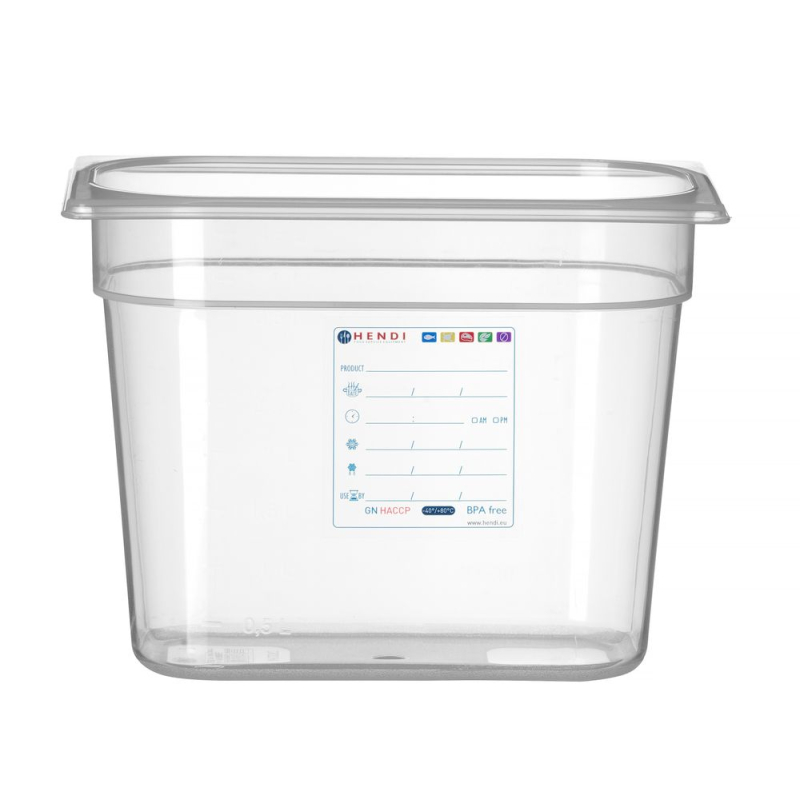 Bac Gastronorme GN 1/4 Transparent 5,5L, 200mm Hendi - Hendi
