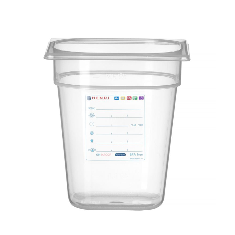 Bac Gastronorme GN 1/6 Polycarbonate Transparent 3,4L, 200mm hauteur - Hendi