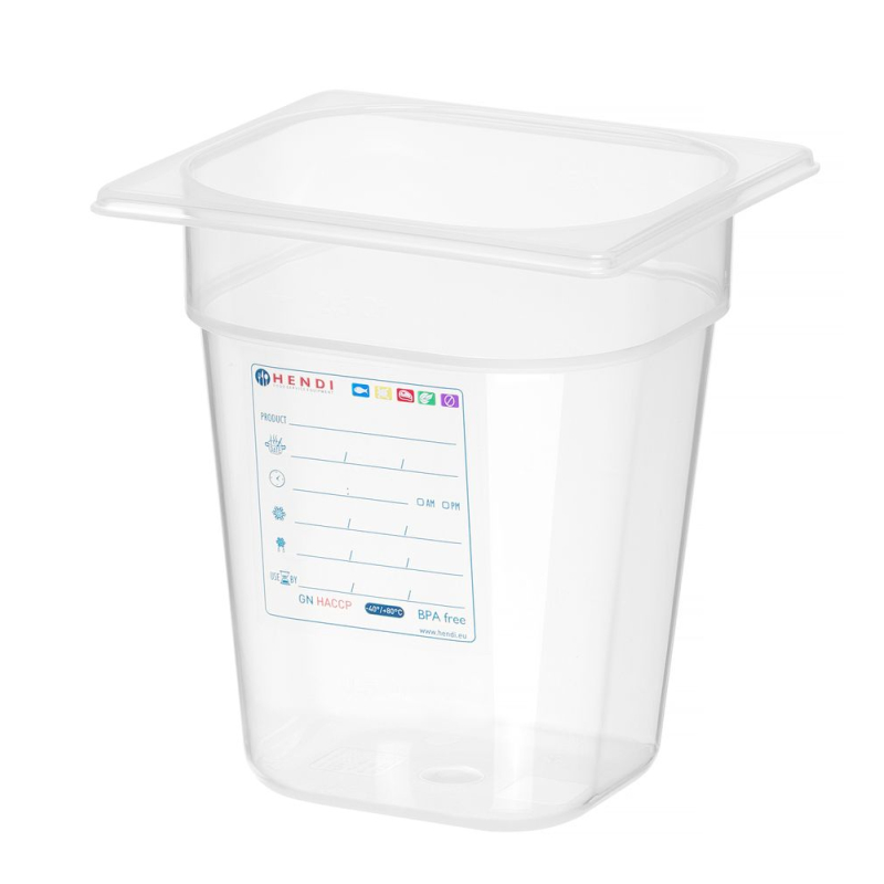 Bac Gastronorme GN 1/6 Polycarbonate Transparent 3,4L, 200mm hauteur - Hendi