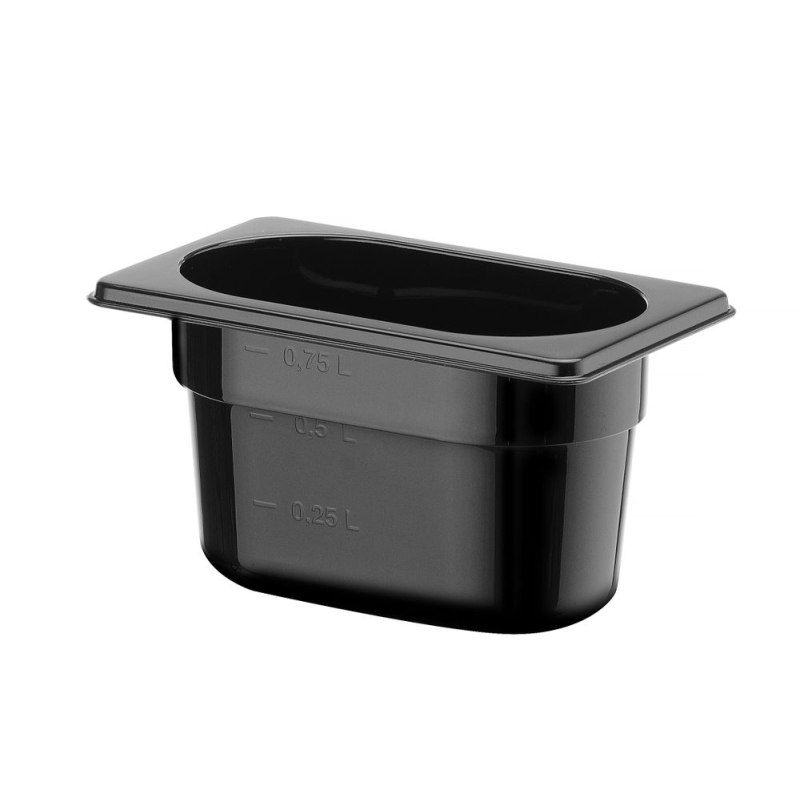 Bac Gastronorme GN 1/9 Noir 1L, Profondeur 100mm, 176x108mm - Hendi