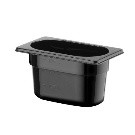 Bac Gastronorme GN 1/9 Noir 1L, Profondeur 100mm, 176x108mm - Hendi