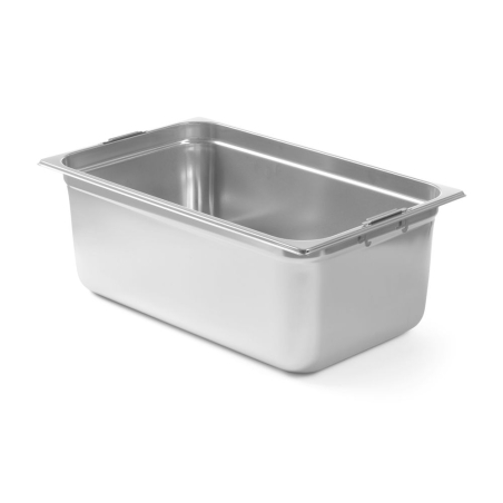 Bac Gastronorme Inox GN 1/1, 14L, 530x325x100mm, Poign&eacute;es Pliables - Hendi