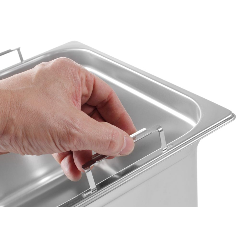 Bac Gastronorme Inox GN 1/1, 14L, 530x325x100mm, Poign&eacute;es Pliables - Hendi
