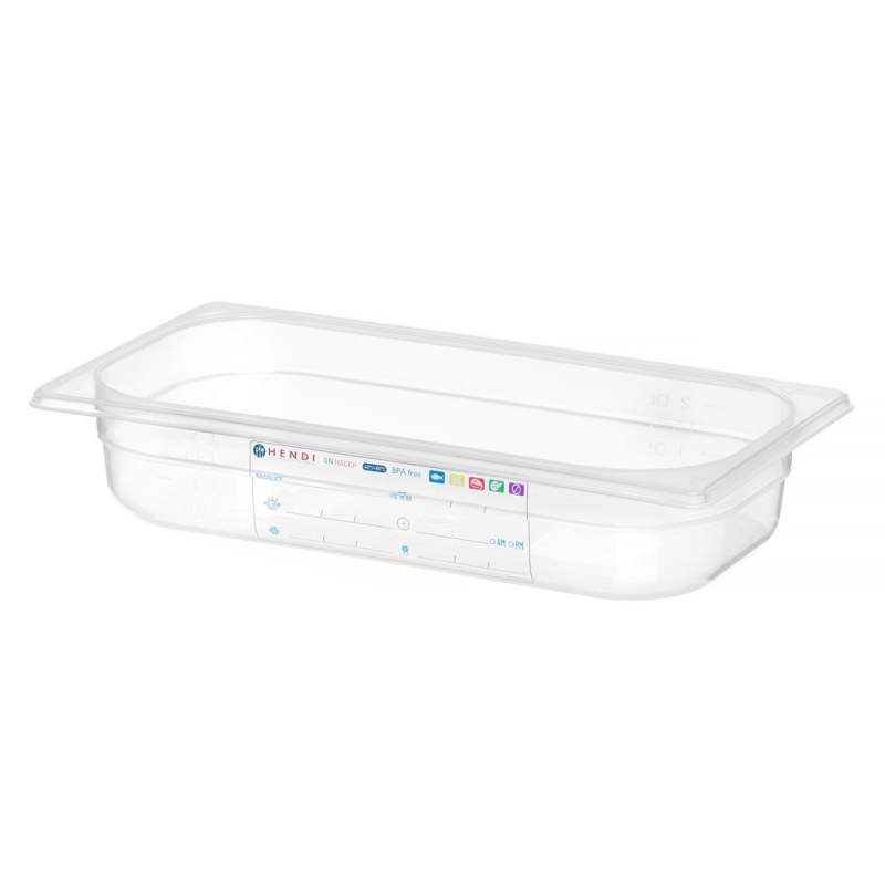 Bac Gastronorme Transparent GN 1/3, 2,5L, 325x176x65mm Professionnel - Hendi