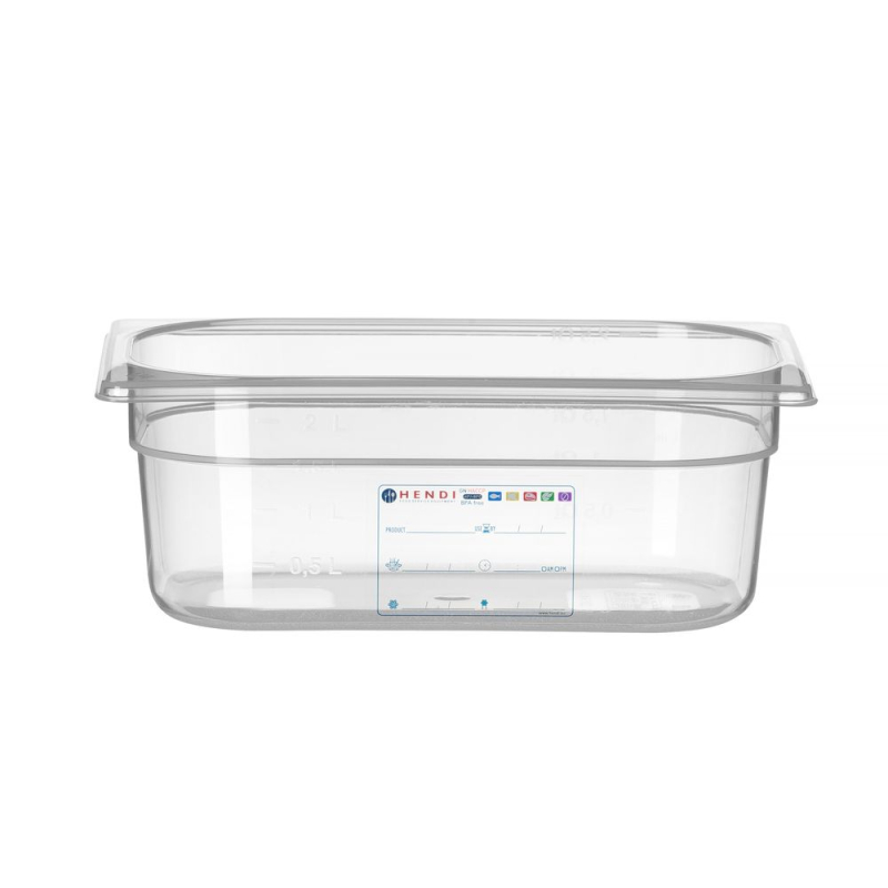 Bac Gastronorme Transparent GN 1/4 (2,8L) - 265x162x100mm - Hendi