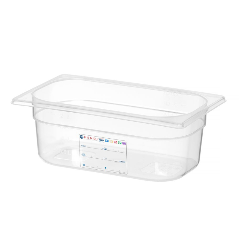 Bac Gastronorme Transparent GN 1/4 (2,8L) - 265x162x100mm - Hendi