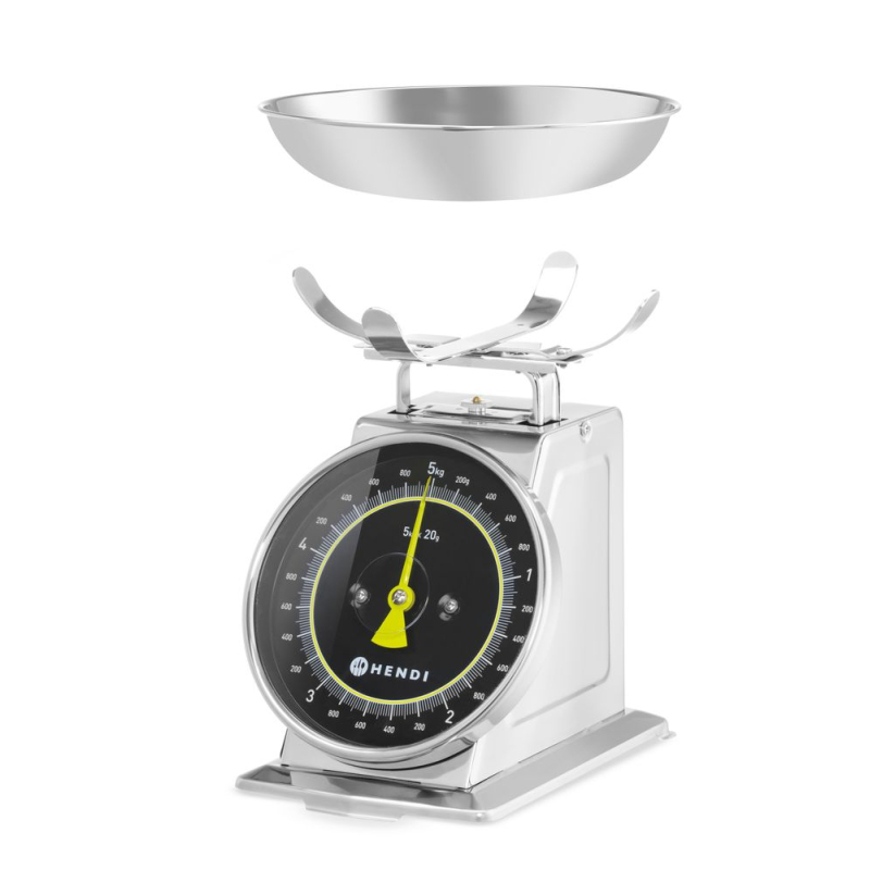 Balance de Cuisine M&eacute;canique Inox 5kg, Affichage Analogique &ndash; 580042 - Hendi