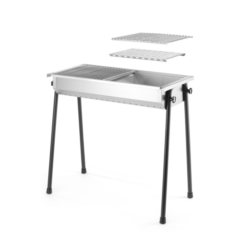 Barbecue &agrave; charbon de bois Patio 770x380mm avec double grille et cendrier - Hendi