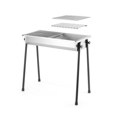 Barbecue &agrave; charbon de bois Patio 770x380mm avec double grille et cendrier - Hendi