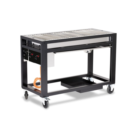 Barbecue &agrave; gaz professionnel Europa 3 br&ucirc;leurs, 21.6kW, pierres de lave et plaque de cuisson - Hendi